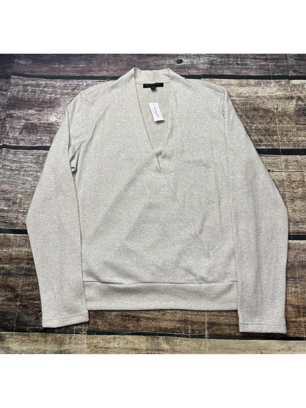 Banana Republic Sweater Womens Large Cross Front Metallic